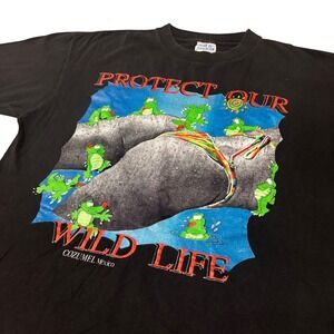 Vintage Cozumel Mexico Souvenir Protect Our Wild Life Single Stitch Pinup Sexy L